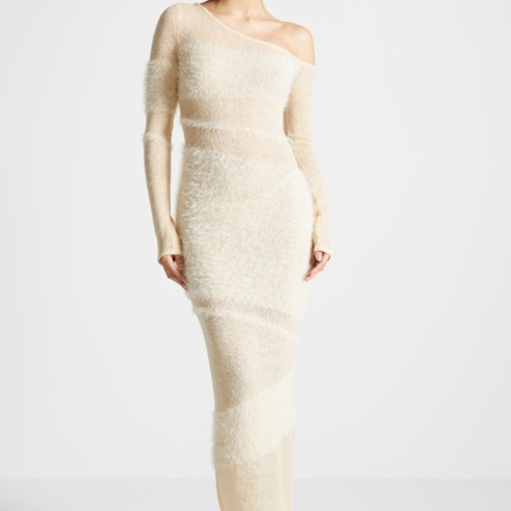 Manière De Voir Off Shoulder Knitted Coquette Maxi Holiday Dress - Picture 2 of 9